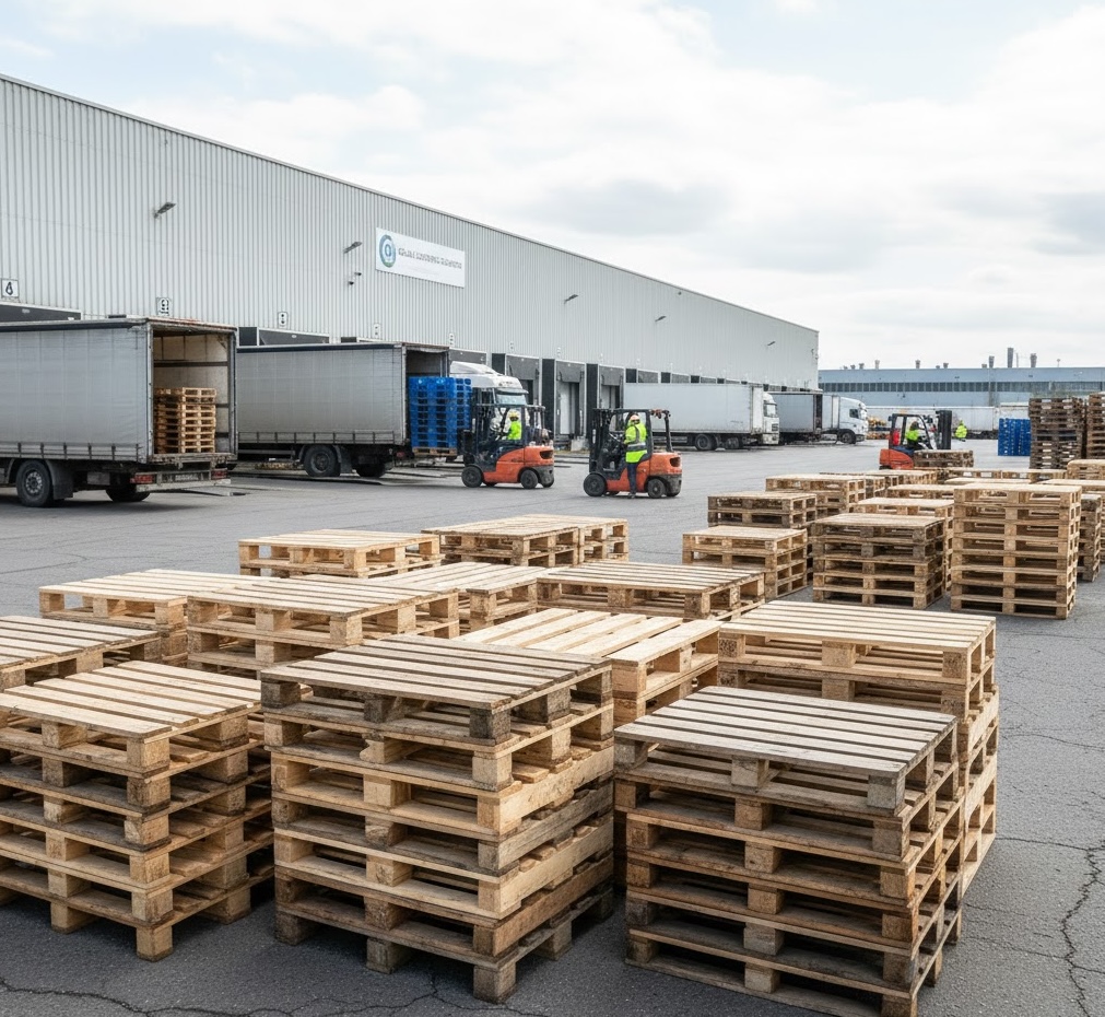 Close-up view of quality wood pallet construction